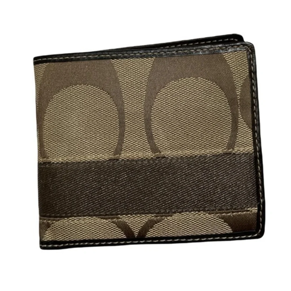Coach vintage y2k rare signature c brown striped mens bifold wallet rare